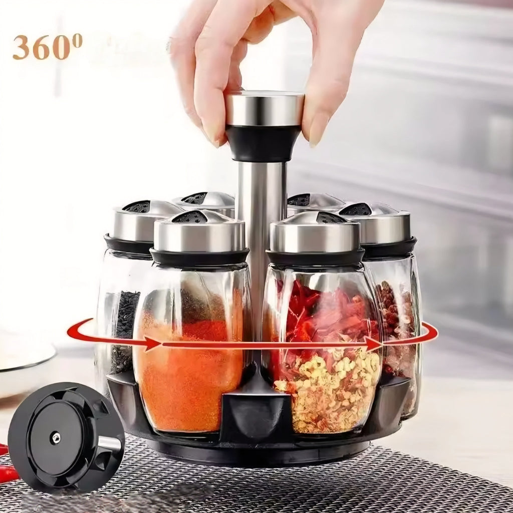 Revoluciona tu Cocina! Especiero Giratorio 360° con 6 Tarros de Cristal: Organización y Sabor al Alcance de tu Mano - MID SHOOPRevoluciona tu Cocina! Especiero Giratorio 360° con 6 Tarros de Cristal: Organización y Sabor al Alcance de tu ManoMID SHOOPMID SHOOP